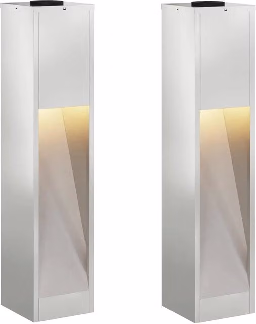 Set di 2 lampade da vialetto solari moderne 18 x 18 x 80 cm funzionali design argentato in acciaio zincato 02_0052536