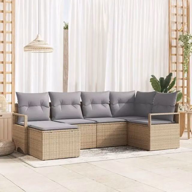 Set di divani 6 pz Beige polyrattan 3346450