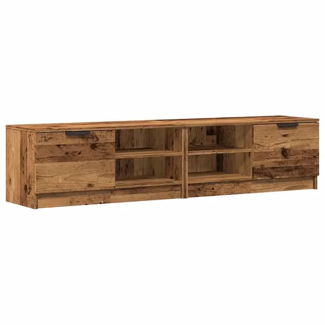Set di 2 mobili porta TV con vano a giorno 80 x 35 x 36 cm stile vintage in legno multistrato legno vecchio 02_0050949