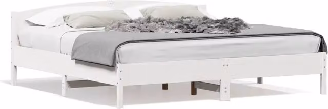 Letto matrimoniale | Letto per adulti | Giroletto senza Materasso Bianco 180x200 cm Legno Massello Pino