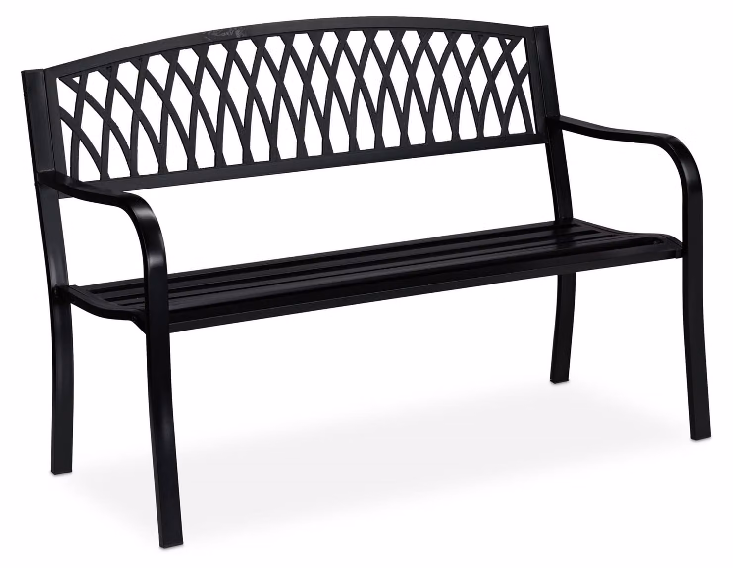 Panchina da giardino Relaxdays, a due posti, robusta, design rustico, comoda, in metallo, dimensioni: 87 x 127 x 60 cm, nera