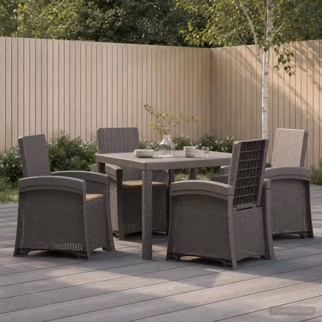 Set da Pranzo per Giardino 5 pz Grigio chiaro e Tortora PP 3430117