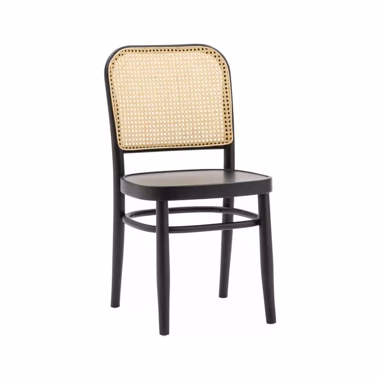 Set di 2 sedie in legno di faggio nero con paglia di Vienna Mobili 2G L/P/H: 45 x 47 x 87 cm