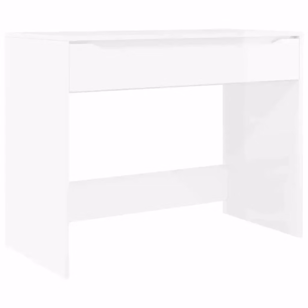 Scrivania moderna vidaXL bianca lucida con cassettiera in MDF, L: 100 cm, P: 50 cm, H: 78 cm – 2