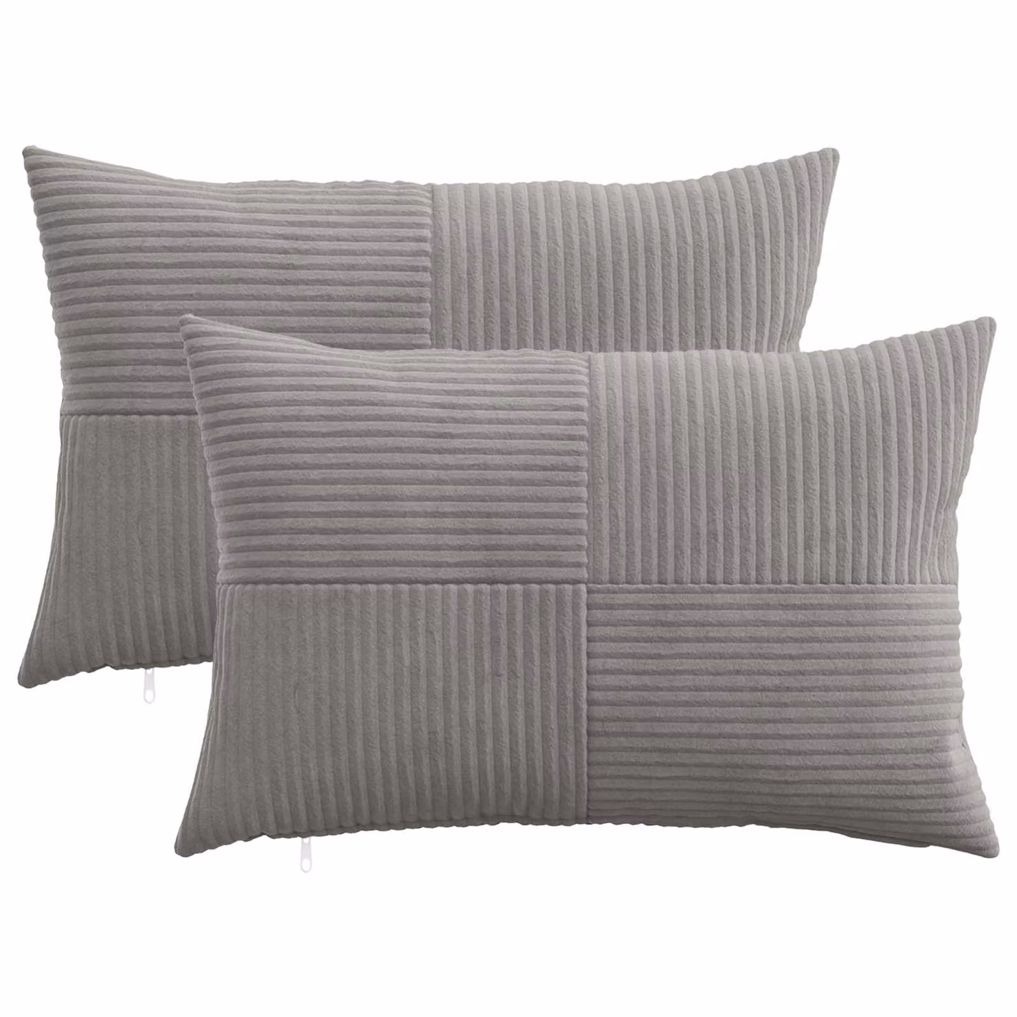 Set di 2 federe vidaXL ALMELO in velluto a coste grigio chiaro, L 50 cm x P 30 cm