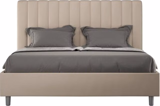 Letto imbottito Matrimoniale 160x190 cm Agueda - Similpelle,Tortora,Contenitore