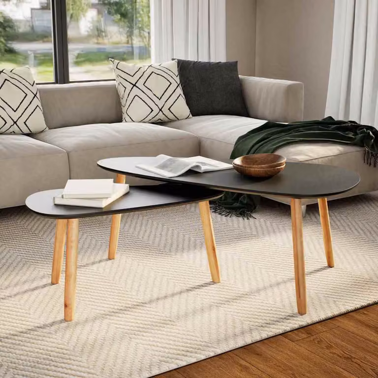 Set di 2 tavolini da salotto vidaXL in legno di pino nero stile scandinavo