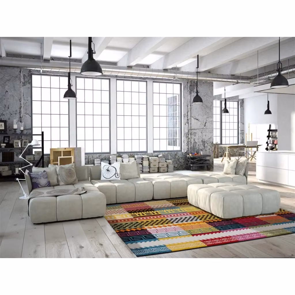 Tappeto moderno Caribbean Guayama multicolor a pelo corto di Kendra Home con design geometrico in polipropilene – 2
