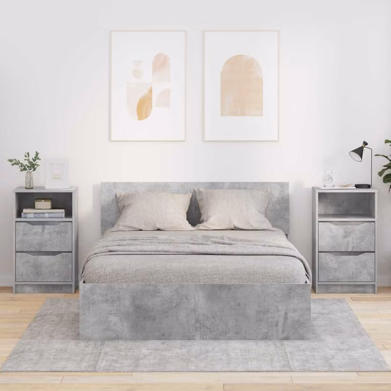 Set di 2 comodini vidaXL in stile moderno colore grigio cemento L/P/H: 40 x 30 x 46,7 cm