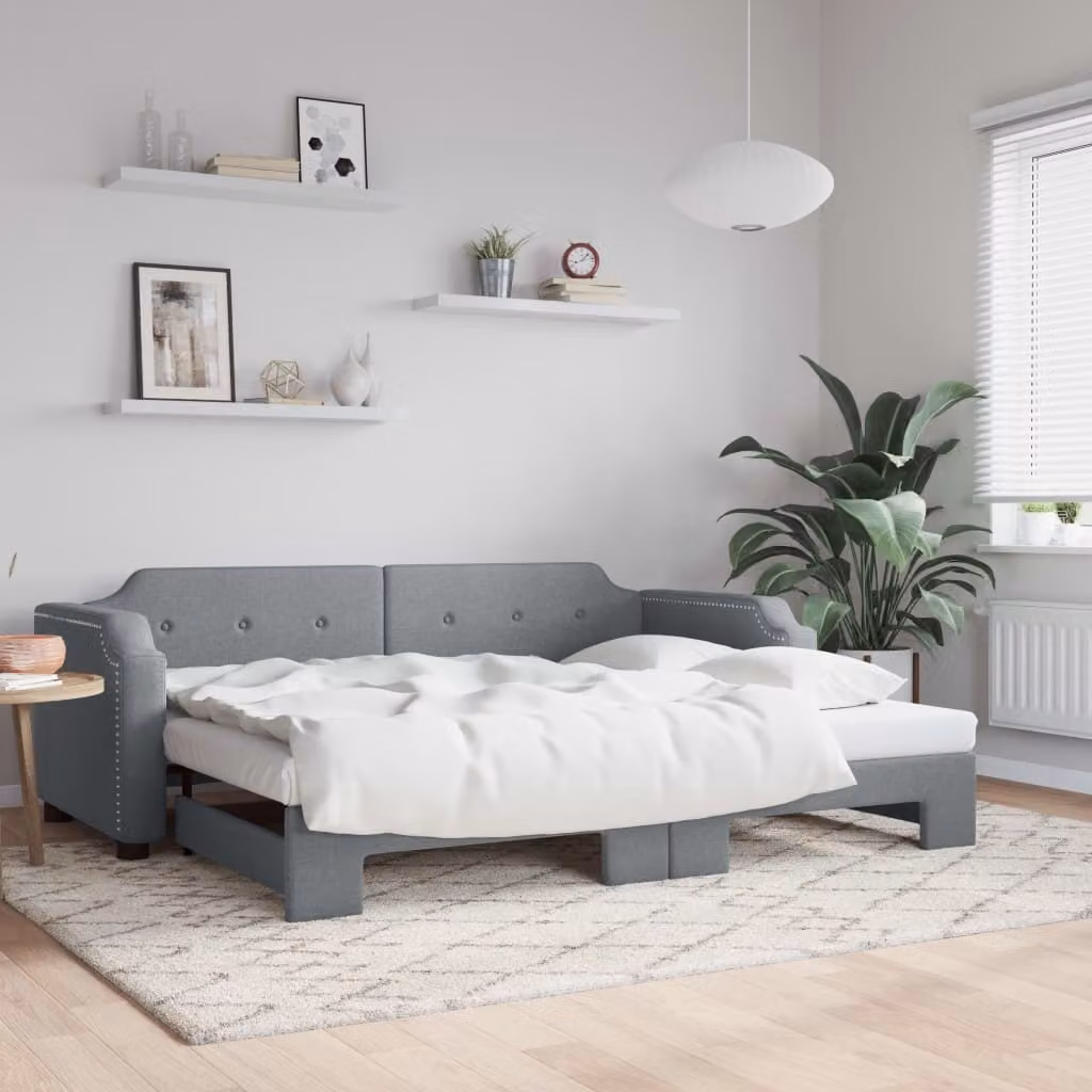 Maison Exclusive - Divano letto estraibile grigio chiaro 100x200 cm in tessuto
