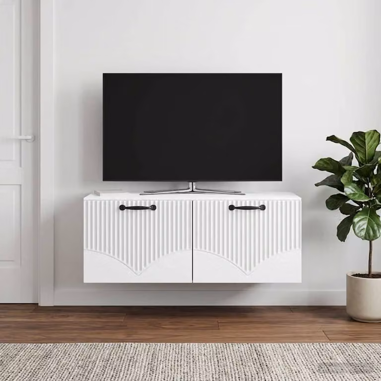 vidaXL Mobile Porta TV da Muro Bianco Moderno in MDF L: 78,5 cm, P: 41 cm, H: 30 cm