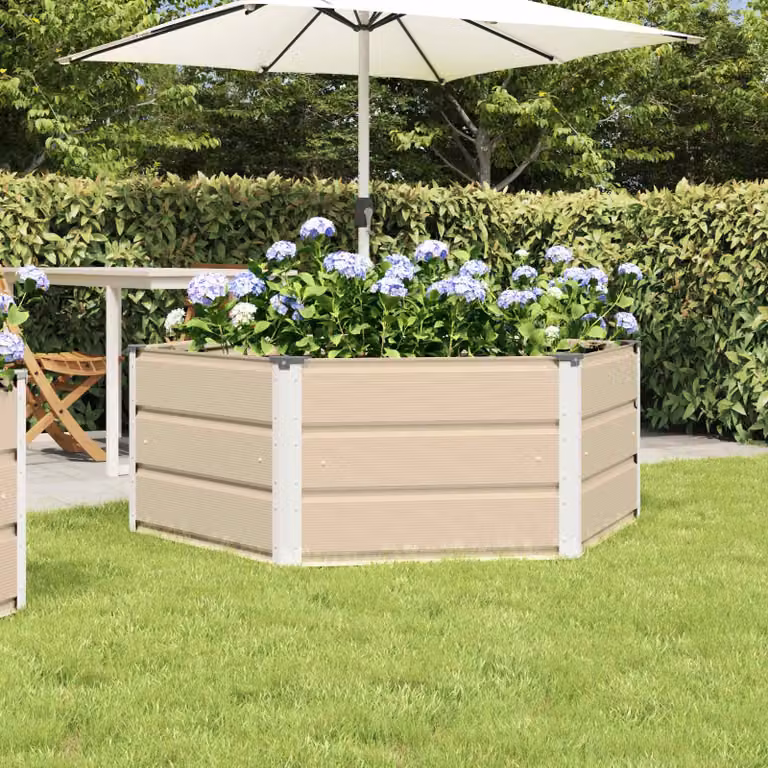 Fioriera vidaXL in acciaio bianco/beige L: 129 cm, P: 129 cm, H: 45 cm
