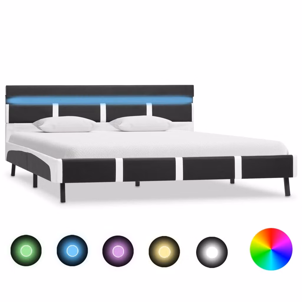 The Living Store Struttura letto con LED in ecopelle grigia 120×200 cm