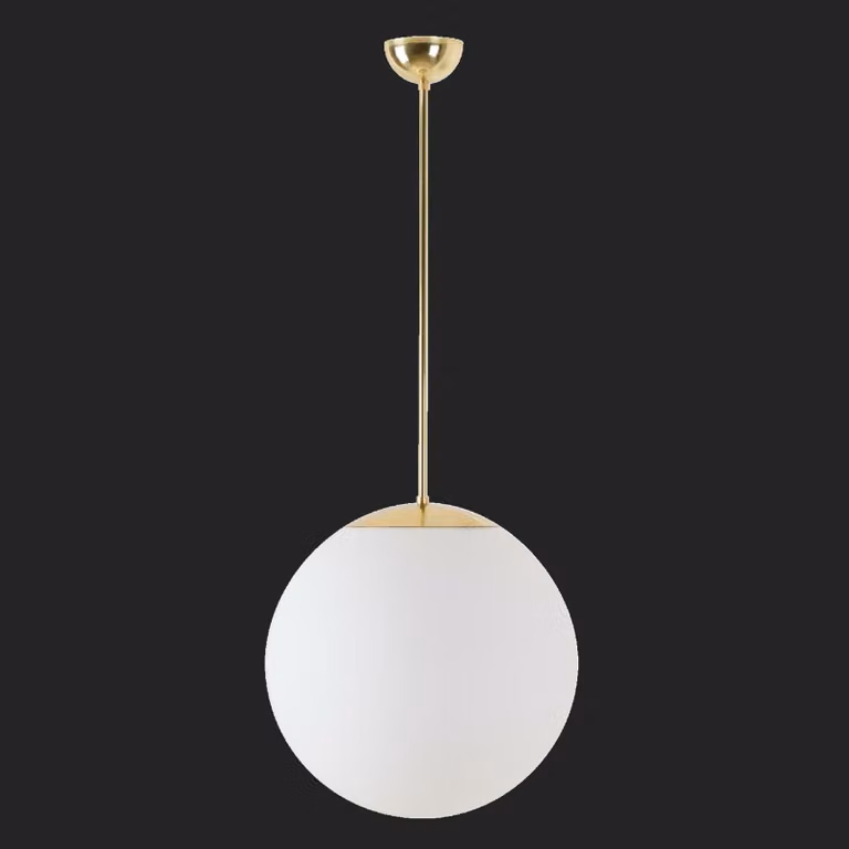OSMONT ADR68313 ADRIA P3 apparecchio a sospensione in vetro ottone lucido / bianco IP40 3000 K 27W LED combinazione di emergenza 1 h