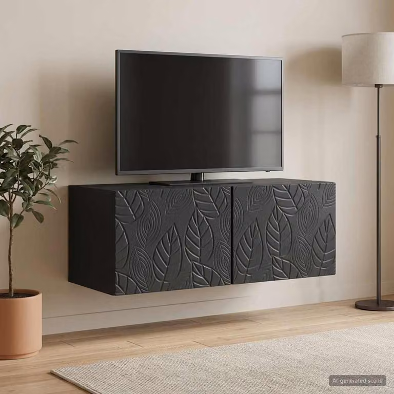 vidaXL Mobile Porta TV da Muro Vintage Nero L: 98 cm, P: 31 cm, H: 30 cm