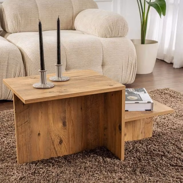 Tavolino da salotto Varian DMORA in legno di pino marrone, L: 80 cm, P: 40 cm, H: 40 cm – 1
