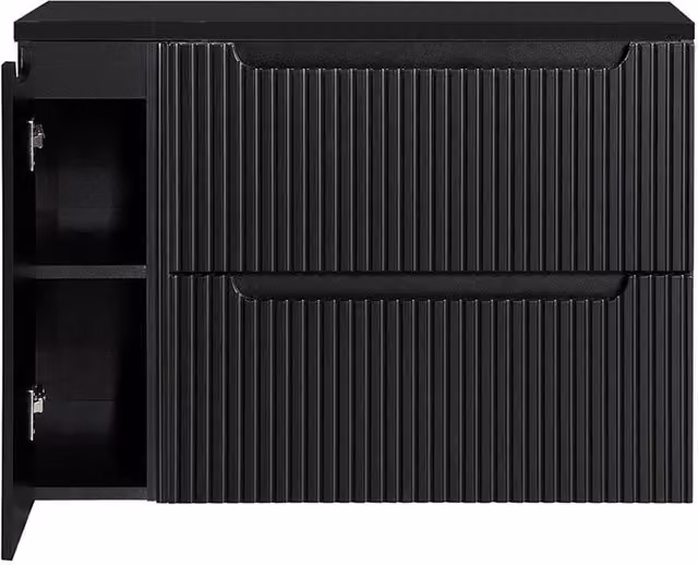 Mobile Sottolavabo da Parete NEWPORT con 2 Cassetti e Armadietto 100 x 60 x 40 cm - Nero [en.casa]