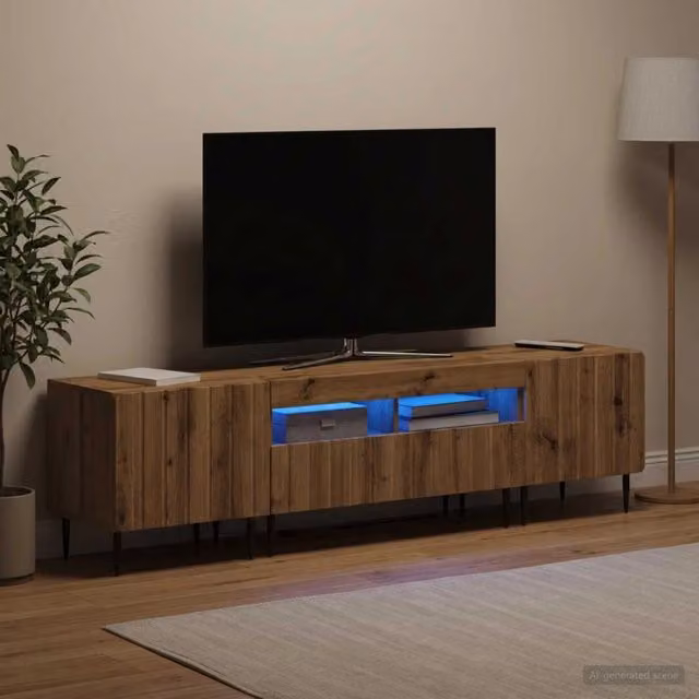 Mobile TV LED a 3 pezzi ZWOLLE Rovere Artigianale 3416528