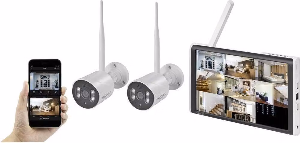 Sygonix SY-6330458 Set di telecamere di sorveglianza wireless a 8 canali con 2 telecamere 1920 x 1080 pixel 2,4 GHz