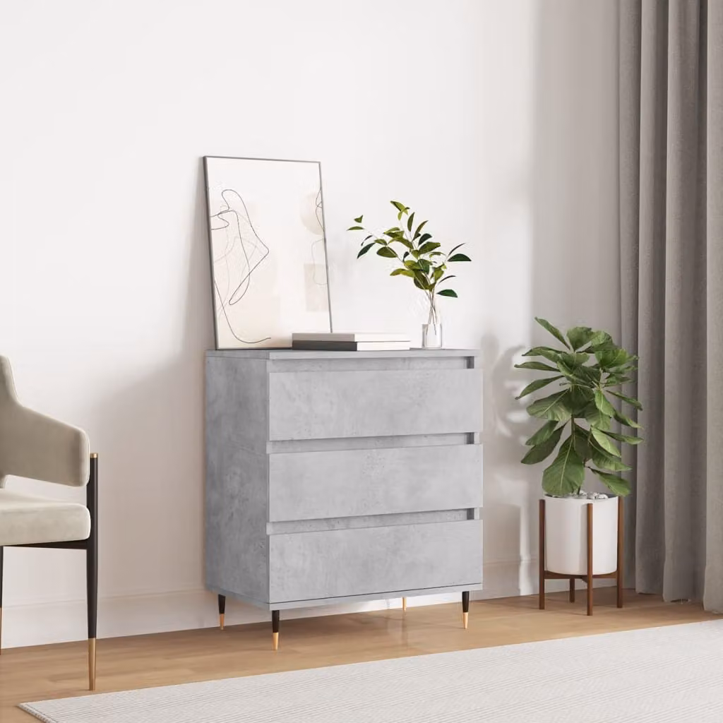 Credenza moderna vidaXL in legno e metallo, colore grigio, L: 60 cm, P: 35 cm, H: 70 cm