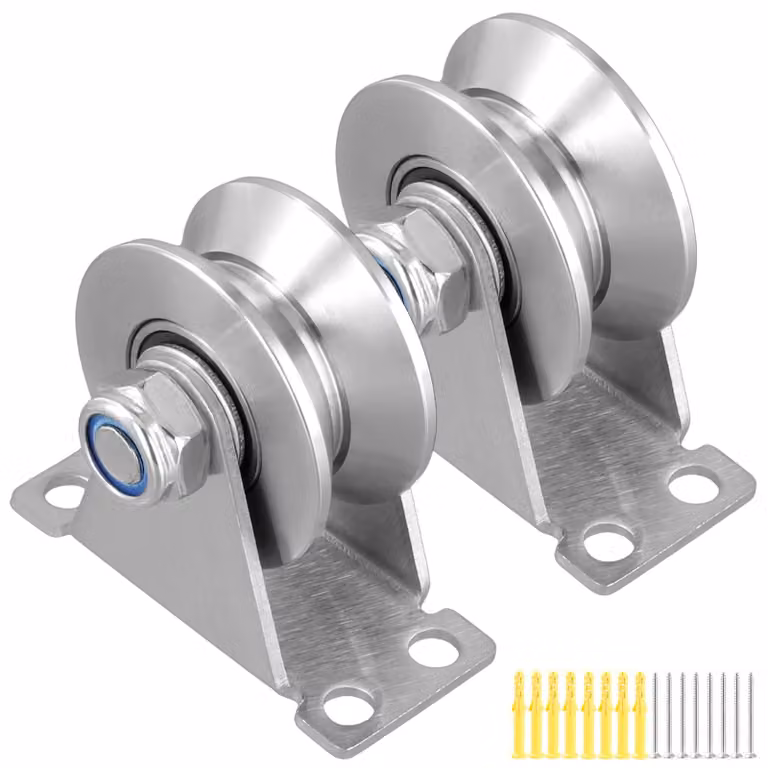 Confezione da 2 rulli per cavi da 48 mm con dado a V e cuscinetti a sfera, capacità di carico di 200 kg