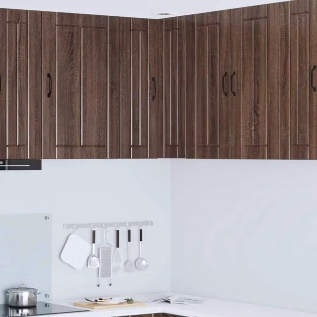 Pensile da cucina moderno vidaXL in legno color rovere marrone con ante scorrevoli L/P/H: 57 x 57 x 80 cm – 1