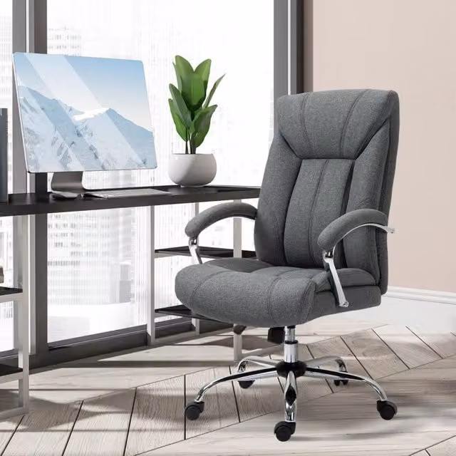 Sedia da ufficio 65x78x110-118 cm ergonomica con funzione oscillante in poliestere grigia