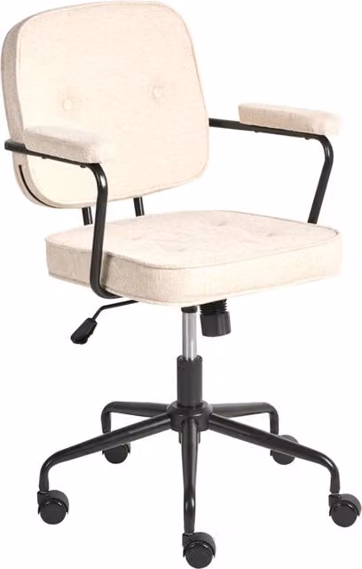 Sedia da ufficio girevole BELIANI in tessuto arancione e beige con braccioli e ruote per casa e studio – 1