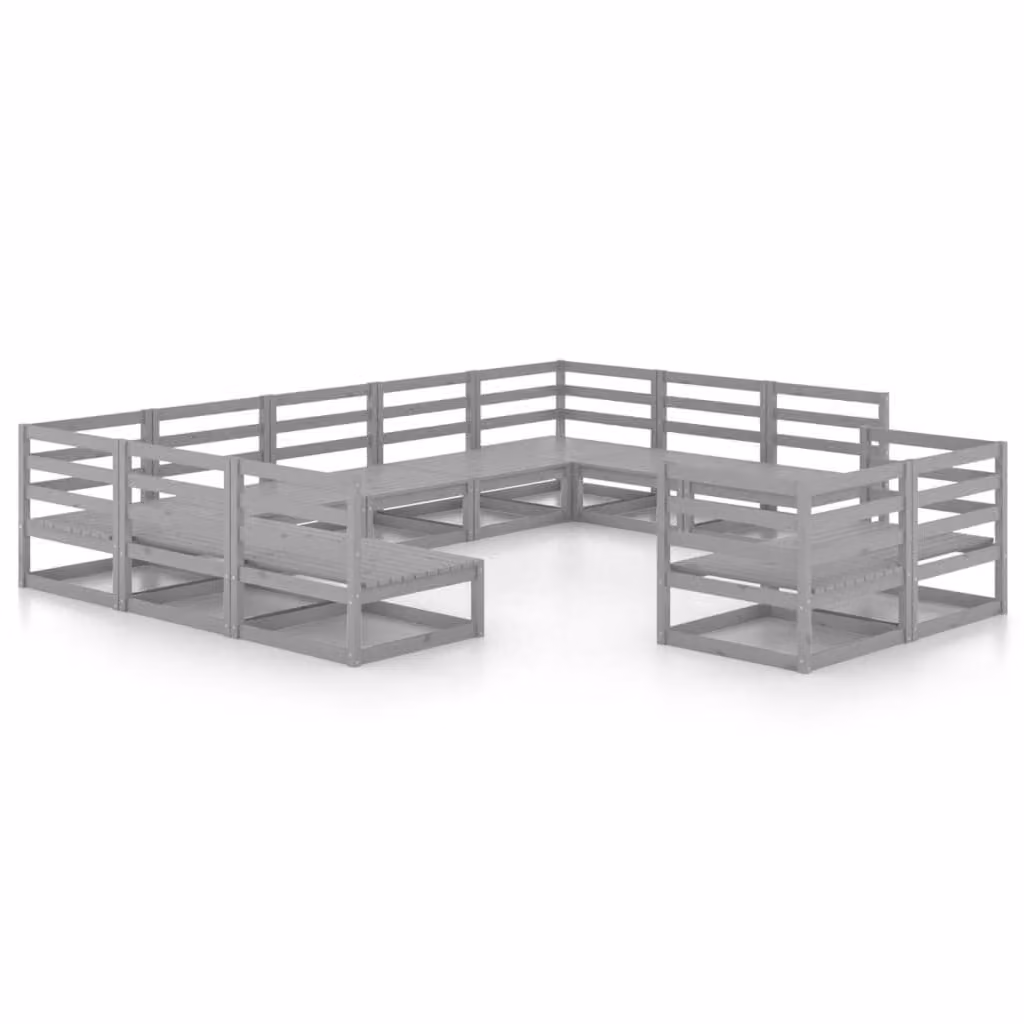Set Divani da Giardino 11 pz in Legno Massello di Pino