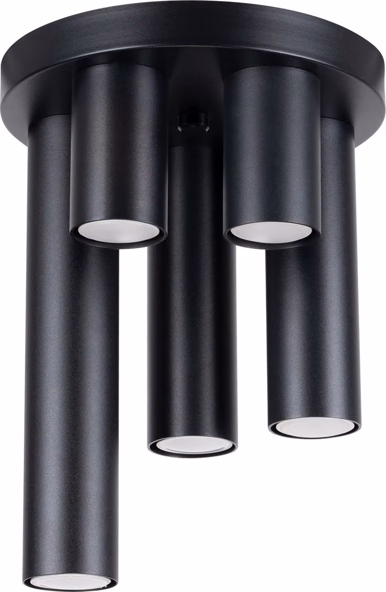 Lumilo PLAFON BELLIX 5 luci Nero, GU10, dimmerabile