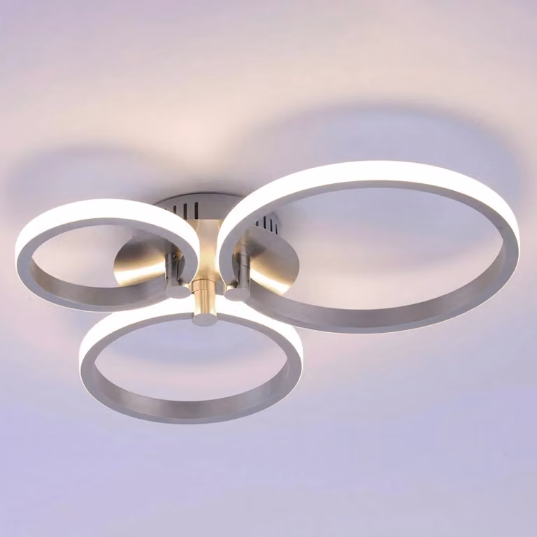 JUST LIGHT. GmbH Plafoniera a LED Johanna, Alluminio / Grigio / Zincato, Soggiorno / Sala da pranzo, Metallo, Moderno, Plafoniera LED