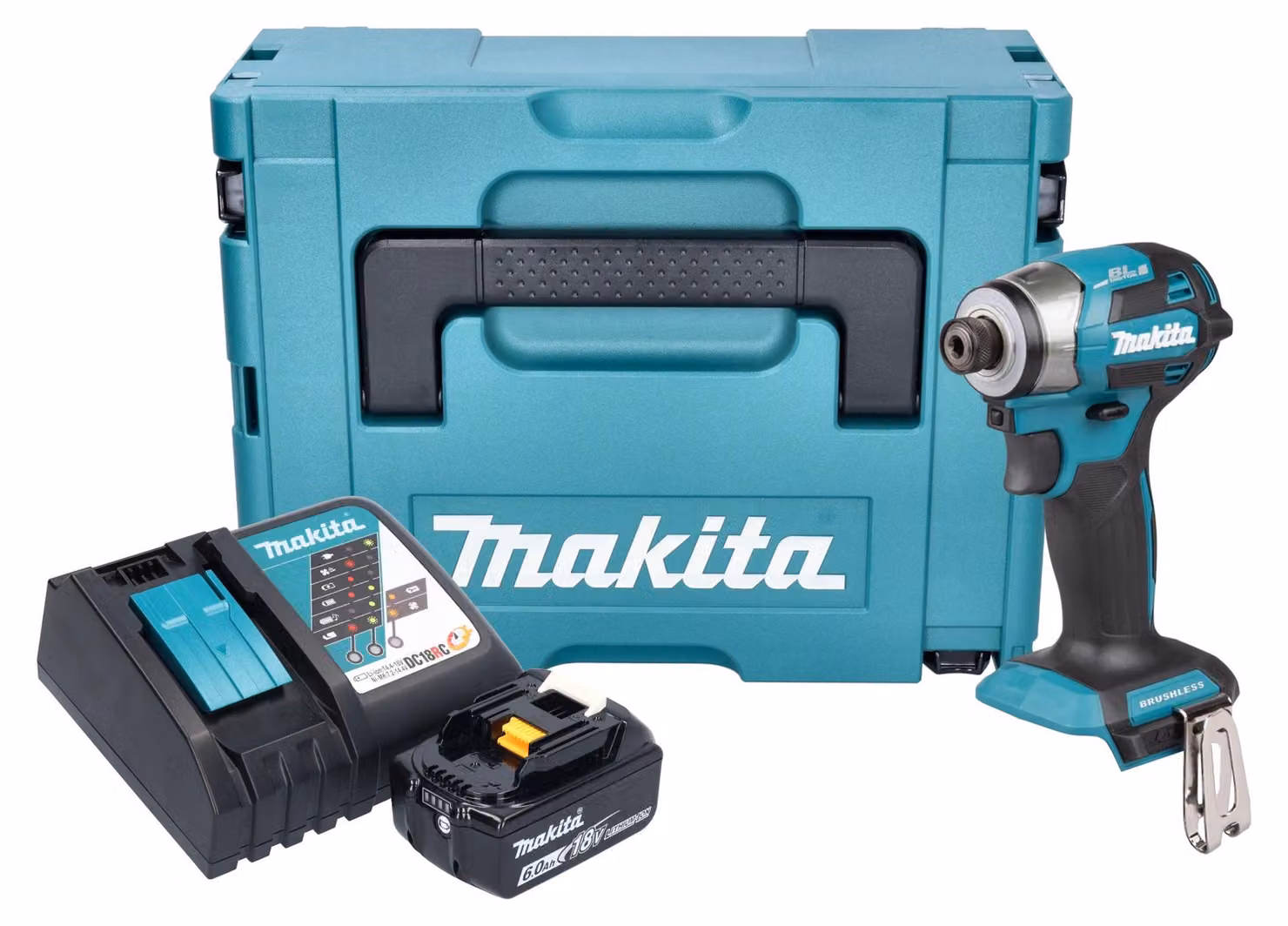 Makita DTD 173 RG1J Avvitatore a impulsi a batteria 18 V 180 Nm 1/4" brushless + 1x batteria ricaricabile 6,0 Ah + caricabatterie + Makpac