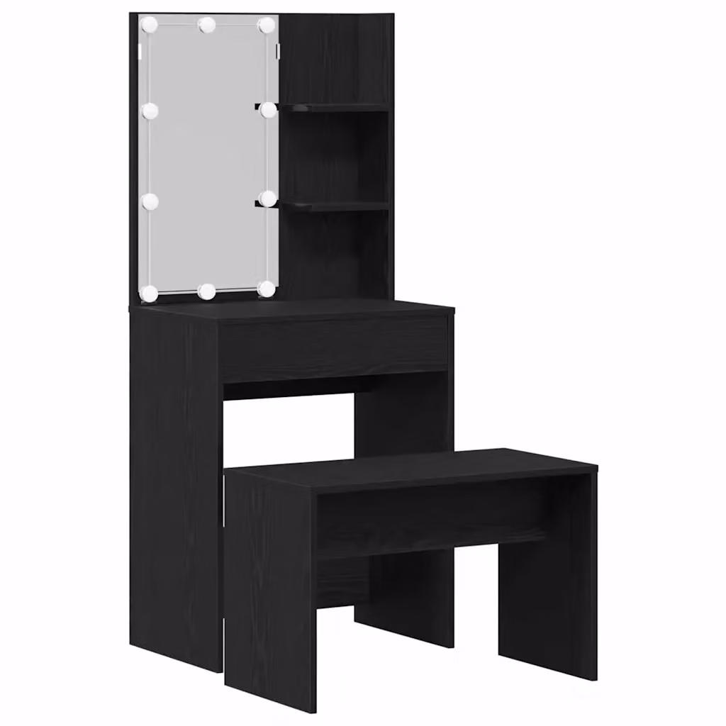 Set da Trucco Hollywood con LED vidaXL, Colore Nero, L/P/H: 60 x 40 x 140 cm – 2