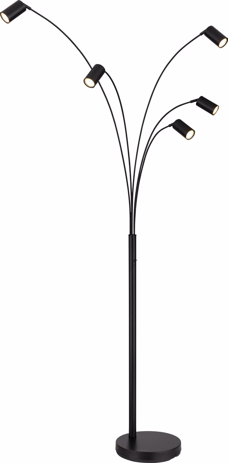 Lampada da terra, nero opaco, faretti mobili, H 204 cm