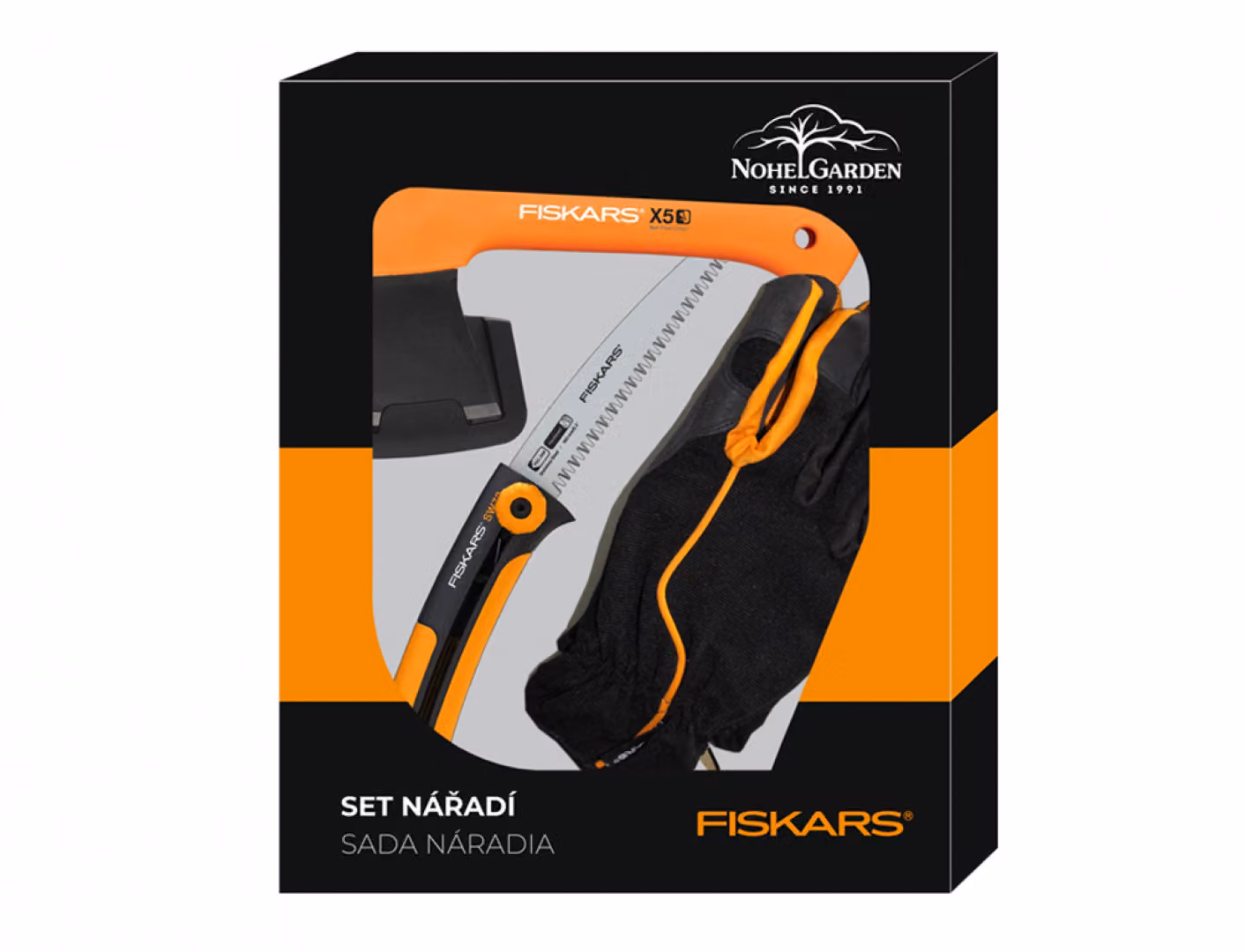 Set regalo Fiskars Sega da esterno Xtract + Ascia X5 + Guanti 10761