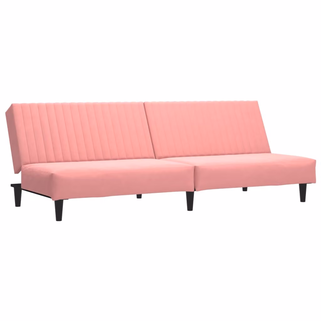Divano Letto a 2 Posti Rosa in Velluto