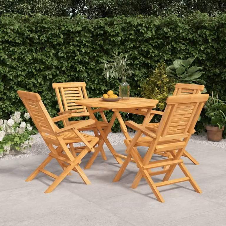The Living Store 5 pezzi. Set da pranzo da giardino in legno massiccio teak