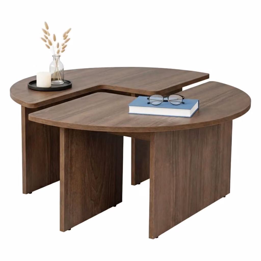 Tavolino da salotto DMORA Tairn moderno in noce con ripiani incastrati, L/P/H: 90 x 90 x 41 cm – 2