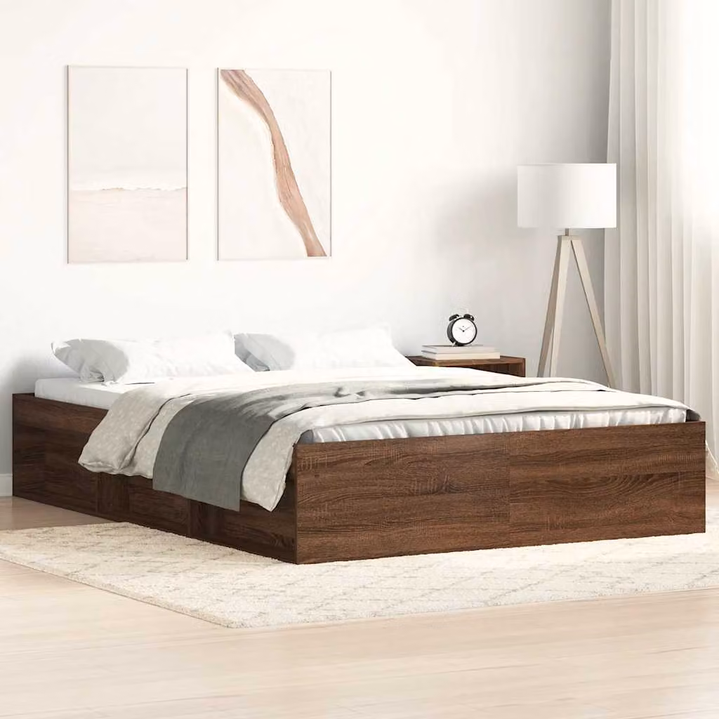 vidaXL Giroletto Moderno in Legno di Pino e MDF Marrone L: 120 cm, P: 200 cm, H: 35 cm – 1