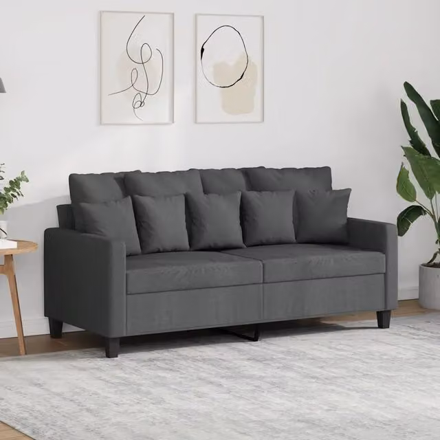 Divano moderno vidaXL in tessuto grigio con cuscini per soggiorno