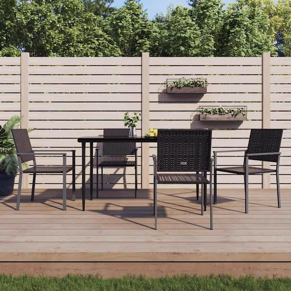 Set di 4 sedie da giardino vidaXL in polyrattan nero con braccioli L: 54 cm, P: 62,5 cm, H: 89 cm