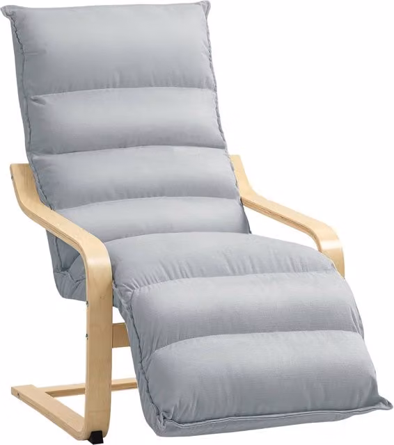 Poltrona relax reclinabile XYLO in velluto grigio con struttura in legno di betulla – 1