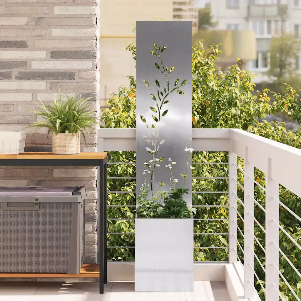Paravent per privacy in giardino vidaXL in acciaio inossidabile, Argento, L/P/H: 32 x 32 x 150 cm