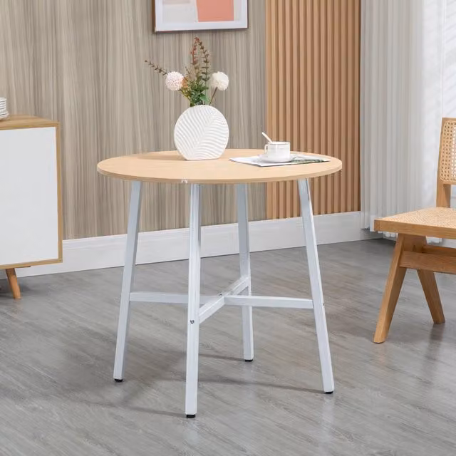 Tavolo da pranzo rotondo 80 cm legno naturale – 4 persone, senza materasso