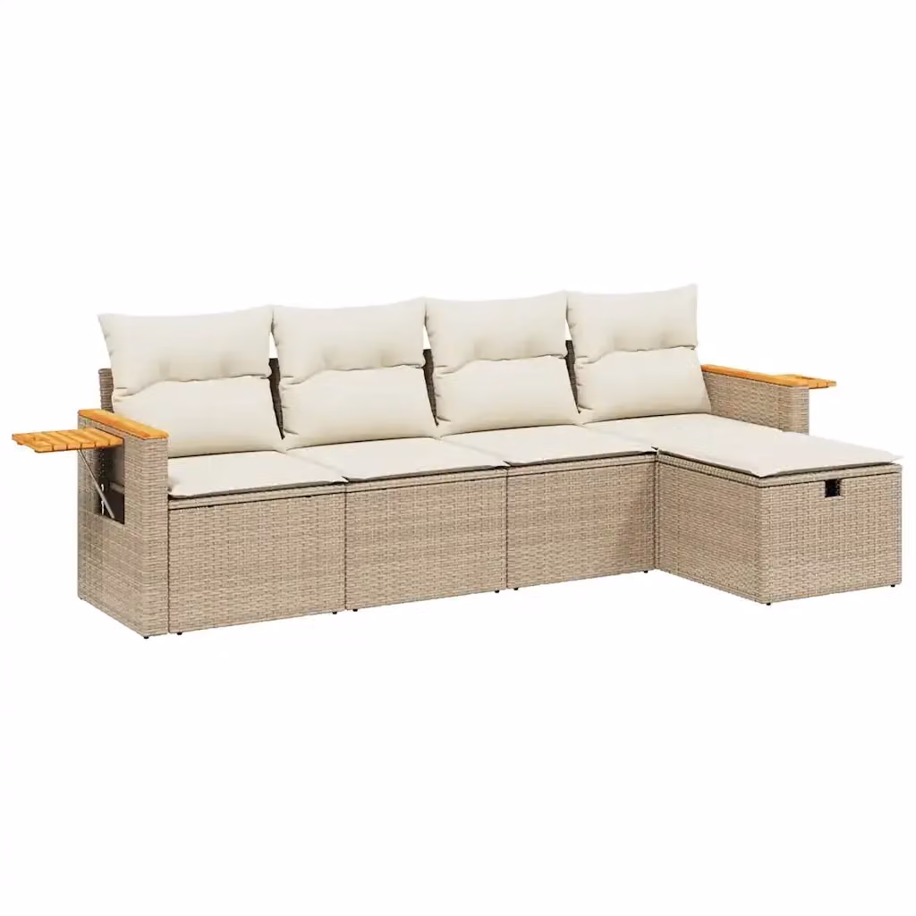 vidaXL Set Divano da Giardino a L 5 pz con Cuscini Beige e Struttura in Metallo – 2