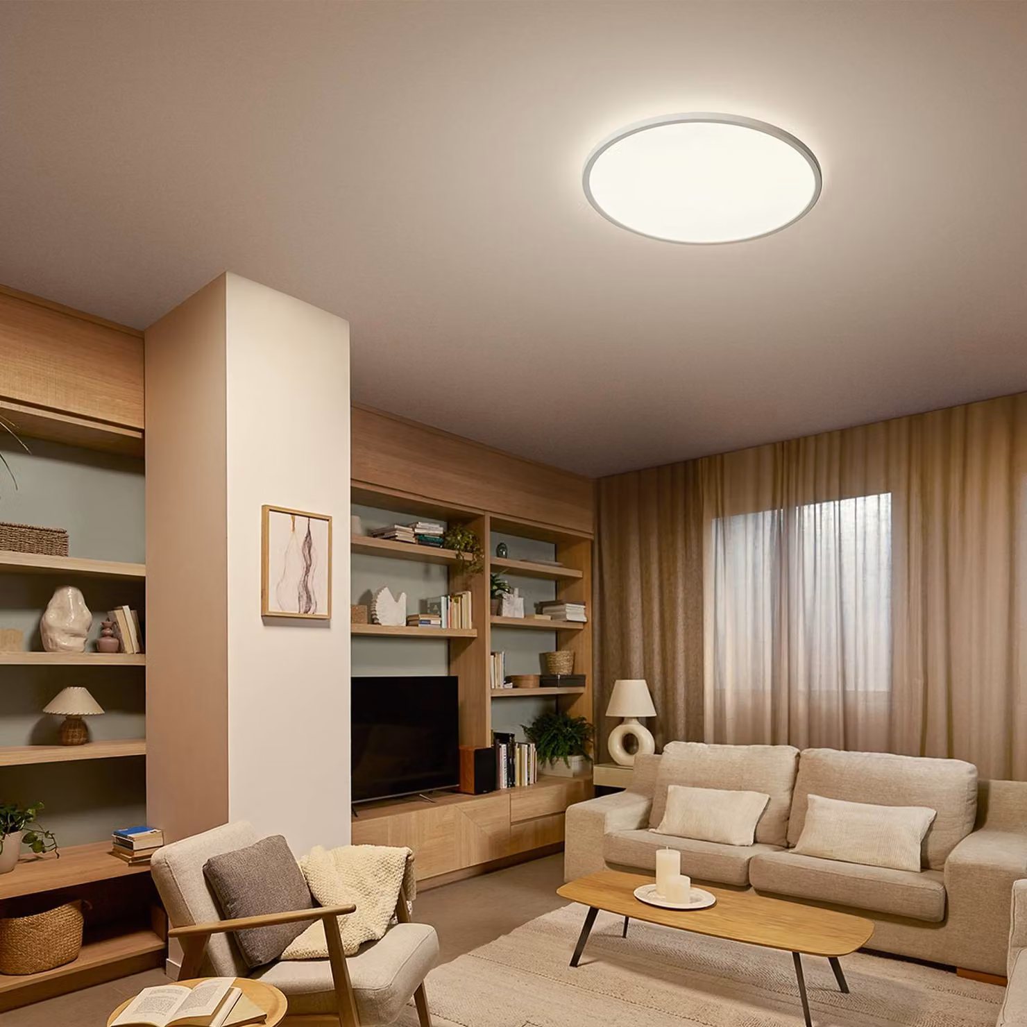 Philips Plafoniera soffitto Superslim, dimmerabile, Bianco / Opale, Soggiorno / Sala da pranzo, Plastica, Plafoniera