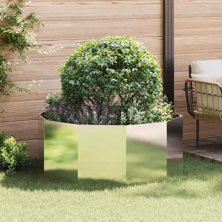 Fioriera vidaXL in acciaio inossidabile argento L/P/H: 120 x 120 x 50 cm