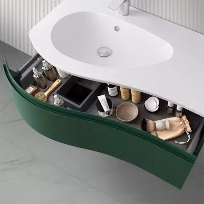 Mobile bagno sospeso INBAGNO Melody verde bosco e bianco con ante soft-close e cassetti interni