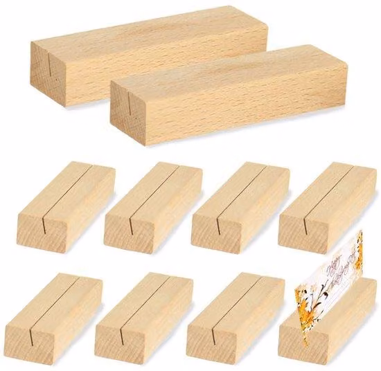 Set da 10 cartellini da tavolo in legno naturale, porta foto con etichetta, supporti da tavolo in legno di alta qualità