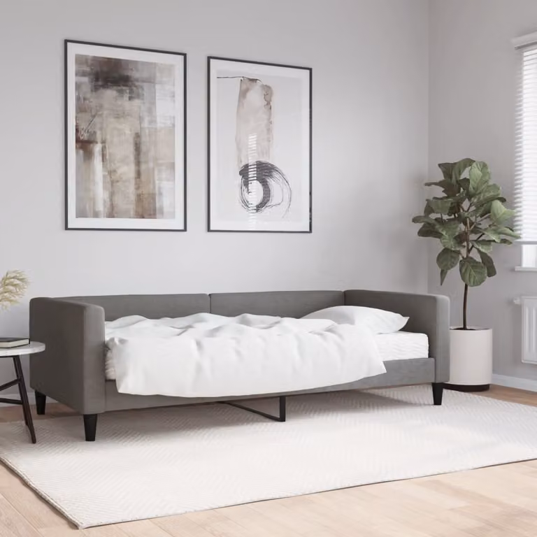 vidaXL Divano Letto Moderno in Tessuto Grigio con Materasso L/P/H: 200 x 90 x 68 cm